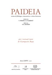 Heft, Paideia : rivista di filologia, ermeneutica e critica letteraria : LXXVI, 2021, Stilgraf