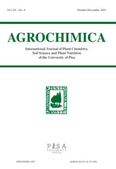 Issue, Agrochimica : International Journal of Plant Chemistry, Soil Science and Plant Nutrition of the University of Pisa : 65, 4, 2021, Pisa University Press
