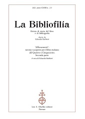 Fascículo, La bibliofilia : rivista di storia del libro e di bibliografia : CXXIII, 2/3, 2021, L.S. Olschki