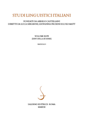 Fascicule, Studi linguistici italiani : 1, 2021, Salerno