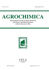 Heft, Agrochimica : International Journal of Plant Chemistry, Soil Science and Plant Nutrition of the University of Pisa : 66, 1, 2022, Pisa University Press