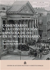 eBook, Comentarios a la Constitución española de 1931 en su 90 aniversario, Centro de Estudios Políticos y Constitucionales