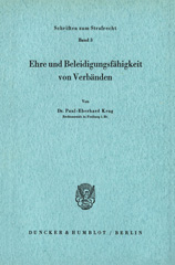 eBook, Ehre und Beleidigungsfähigkeit von Verbänden., Duncker & Humblot