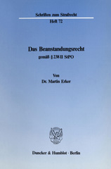 eBook, Das Beanstandungsrecht gemäß 238 II StPO., Duncker & Humblot