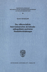 E-book, Das völkerrechtliche Interventionsverbot als Schranke außenpolitisch motivierter Handelsbeschränkungen., Duncker & Humblot