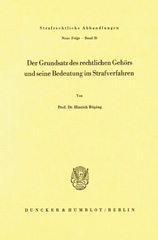 eBook, Der Grundsatz des rechtlichen Gehörs und seine Bedeutung im Strafverfahren., Duncker & Humblot