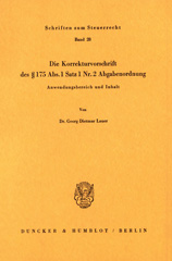 E-book, Die Korrekturvorschrift des 175 Abs. 1 Nr. 2 Abgabenordnung. : Anwendungsbereich und Inhalt., Duncker & Humblot