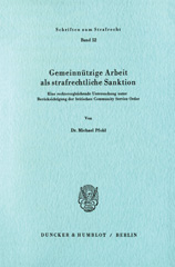 eBook, Gemeinnützige Arbeit als strafrechtliche Sanktion. : Eine rechtsvergleichende Untersuchung unter besonderer Berücksichtigung der britischen Community Service Order., Duncker & Humblot