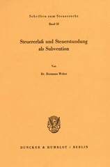 E-book, Steuererlaß und Steuerstundung als Subvention., Duncker & Humblot