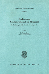 E-book, Studien zum Gesetzesvorbehalt im Strafrecht. : Eine Einführung in die Problematik des Analogieverbots., Duncker & Humblot