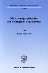 eBook, Mitwirkungsverbot für den befangenen Staatsanwalt., Duncker & Humblot
