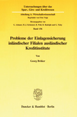 eBook, Probleme der Einlagensicherung inländischer Filialen ausländischer Kreditinstitute., Duncker & Humblot