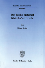 eBook, Das Risiko materiell fehlerhafter Urteile., Duncker & Humblot