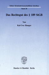 eBook, Das Rechtsgut des 189 StGB., Duncker & Humblot