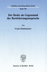E-book, Der Besitz als Gegenstand des Bereicherungsanspruchs., Klinkhammer, Frank, Duncker & Humblot