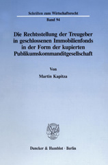 E-book, Die Rechtsstellung der Treugeber in geschlossenen Immobilienfonds in der Form der kupierten Publikumskommanditgesellschaft., Duncker & Humblot