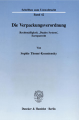 E-book, Die Verpackungsverordnung. : Rechtmäßigkeit, 'Duales System', Europarecht., Duncker & Humblot