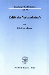 eBook, Kritik der Verbandsstrafe., Duncker & Humblot