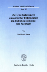 E-book, Zweigniederlassungen ausländischer Unternehmen im deutschen Kollisions- und Sachrecht., Duncker & Humblot