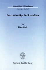 E-book, Der zweistufige Deliktsaufbau., Duncker & Humblot
