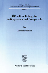 E-book, Öffentliche Belange im Auftragswesen und Europarecht., Duncker & Humblot
