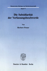 E-book, Die Subsidiarität der Verfassungsbeschwerde., Duncker & Humblot