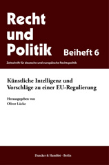 E-book, Künstliche Intelligenz und Vorschläge zu einer EU-Regulierung., Duncker & Humblot