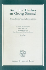 E-book, Buch des Dankes an Georg Simmel. : Briefe, Erinnerungen, Bibliographie. Zu seinem 100. Geburtstag am 1. März 1958., Duncker & Humblot