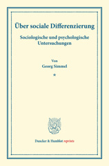 eBook, Über sociale Differenzierung. : Sociologische und psychologische Untersuchungen. (Staats- und socialwissenschaftliche Forschungen X.1)., Duncker & Humblot