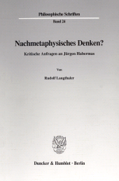 E-book, Nachmetaphysisches Denken? : Kritische Anfragen an Jürgen Habermas, Duncker & Humblot