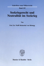 eBook, Seekriegsrecht und Neutralität im Seekrieg, Duncker & Humblot
