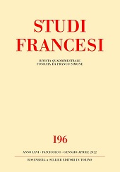 Fascículo, Studi francesi : 196, 1, 2022, Rosenberg & Sellier