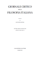 Fascicolo, Giornale critico della filosofia italiana : CI, 1, 2022, Le Lettere