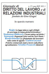 Fascículo, Giornale di diritto del lavoro e di relazioni industriali : 173, 1, 2022, Franco Angeli