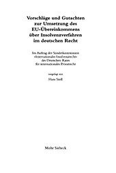 E-book, Vorschläge und Gutachten zur Umsetzung des EU-Übereinkommens über Insolvenzverfahren im deutschen Recht, Mohr Siebeck