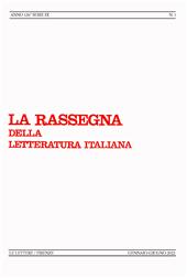 Fascicolo, La rassegna della letteratura italiana : 126, 1, 2022, Le Lettere