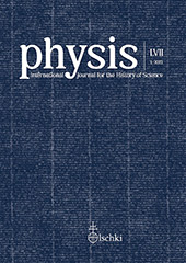 Issue, Physis : rivista internazionale di storia della scienza : LVII, 1, 2022, L.S. Olschki