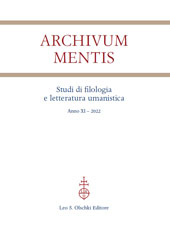 Fascículo, Archivum mentis : studi di filologia e letteratura umanistica : XI, 2022, L.S. Olschki
