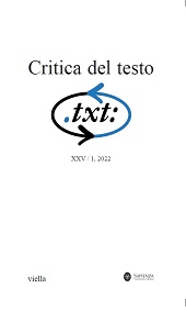 Issue, Critica del testo : XXV, 1, 2022, Viella