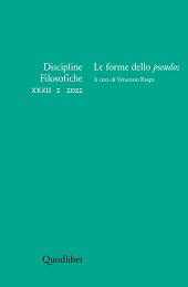 Fascicule, Discipline filosofiche : XXXII, 2, 2022, Quodlibet