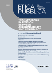 Artículo, At the roots of transparency : a public-ethics perspective, Rubbettino
