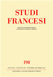 Fascicule, Studi francesi : 198, 3, 2022, Rosenberg & Sellier