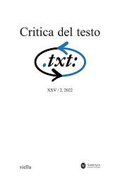 Issue, Critica del testo : XXV, 2, 2022, Viella