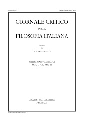 Fascicolo, Giornale critico della filosofia italiana : CI, 3, 2022, Le Lettere