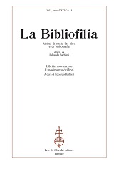 Heft, La bibliofilia : rivista di storia del libro e di bibliografia : CXXIV, 3, 2022, L.S. Olschki