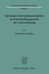 E-book, Optimales Informationsverhalten im Entscheidungsprozeß der Unternehmung., Duncker & Humblot