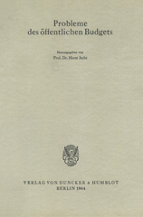 E-book, Probleme des öffentlichen Budgets., Duncker & Humblot