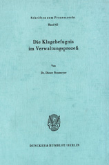 E-book, Die Klagebefugnis im Verwaltungsprozeß., Neumeyer, Dieter, Duncker & Humblot