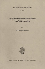 E-book, Das Minderheitenschutzverfahren des Völkerbundes., Duncker & Humblot