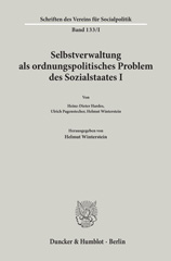 E-book, Selbstverwaltung als ordnungspolitisches Problem des Sozialstaates I., Duncker & Humblot